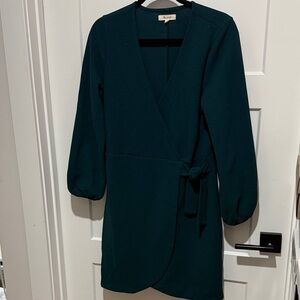 Madewell Emerald Wrap Mini Dress